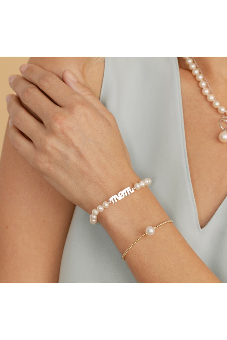 6.0-6.5mm White Freshwater Cultured Pearl Mom Bracelet, Alternate, color, White Pearls
