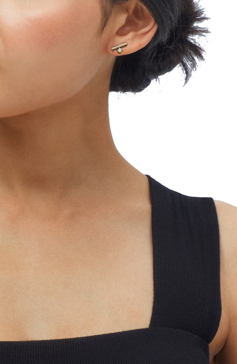 Frankie & Zoe 10K Yellow Gold Diamond Bar Stud Earrings, Alternate, color, Yellow Gold