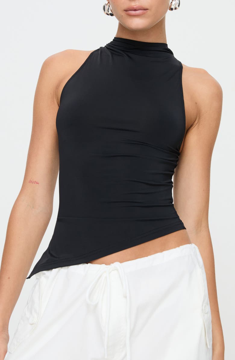 Princess Polly Till Next Time Twist Back Asymmetric Tank Top, Main, color, Black