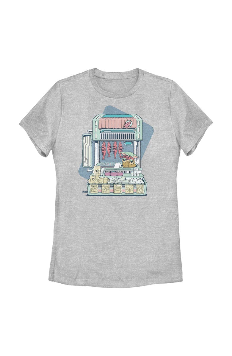 Star Wars: The Mandalorian and Grogu Women's Star Wars The Mandalorian and Grogu The Child Street Stall  Graphic T-Shirt, Main, color, Athletic Heather