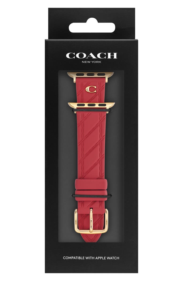 COACH Quilted 20mm Apple Watch<sup>®</sup> Watchband, Alternate, color, Red