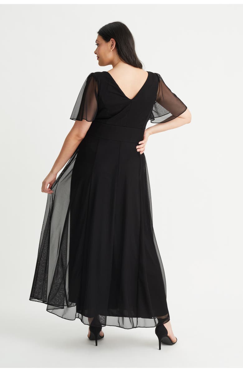 Scarlett & Jo Isabelle Solid Angel Sleeve Maxi Dress, Alternate, color, Solid Black