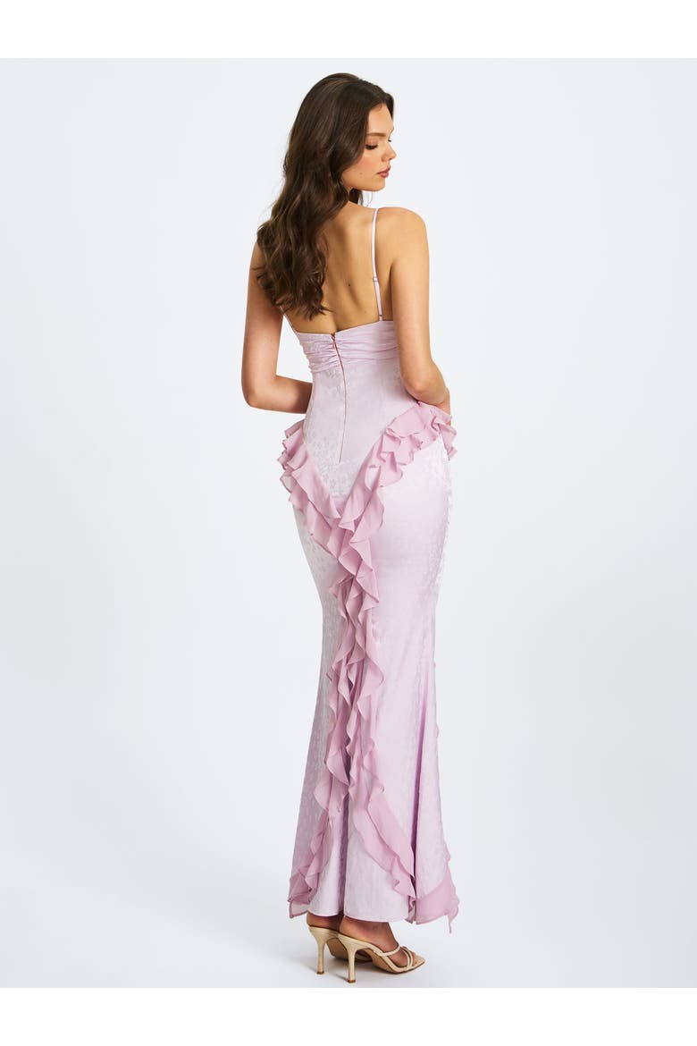 Paolina Jacquard Ruffle Mermaid Maxi Dress, Alternate, color, Purple