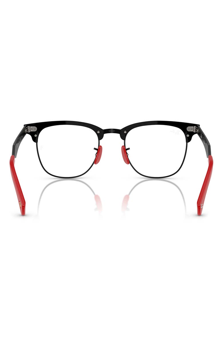 Ray-Ban x Scuderia Ferrari 51mm Square Optical Glasses, Alternate, color, Shiny Black/ Red