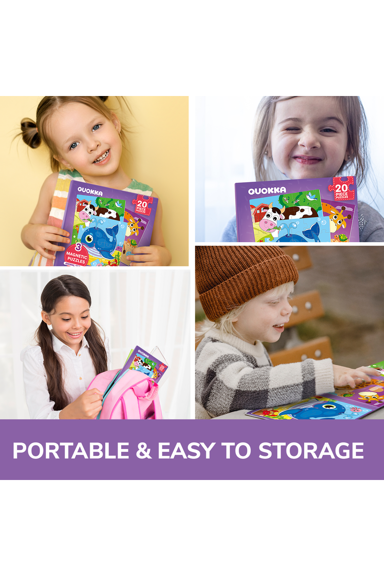 Magnetic Kids Jigsaw Puzzle Set - Animal, Space, Princess, and Math, Alternate, color, 20 pcs Animals