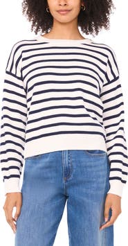 Vince Camuto Stripe Combed Cotton Sweater
