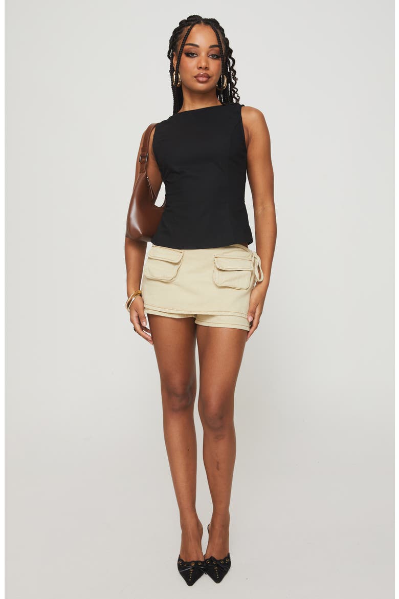 Lilitina Open Back Cotton & Linen Tank, Alternate, color, BLACK