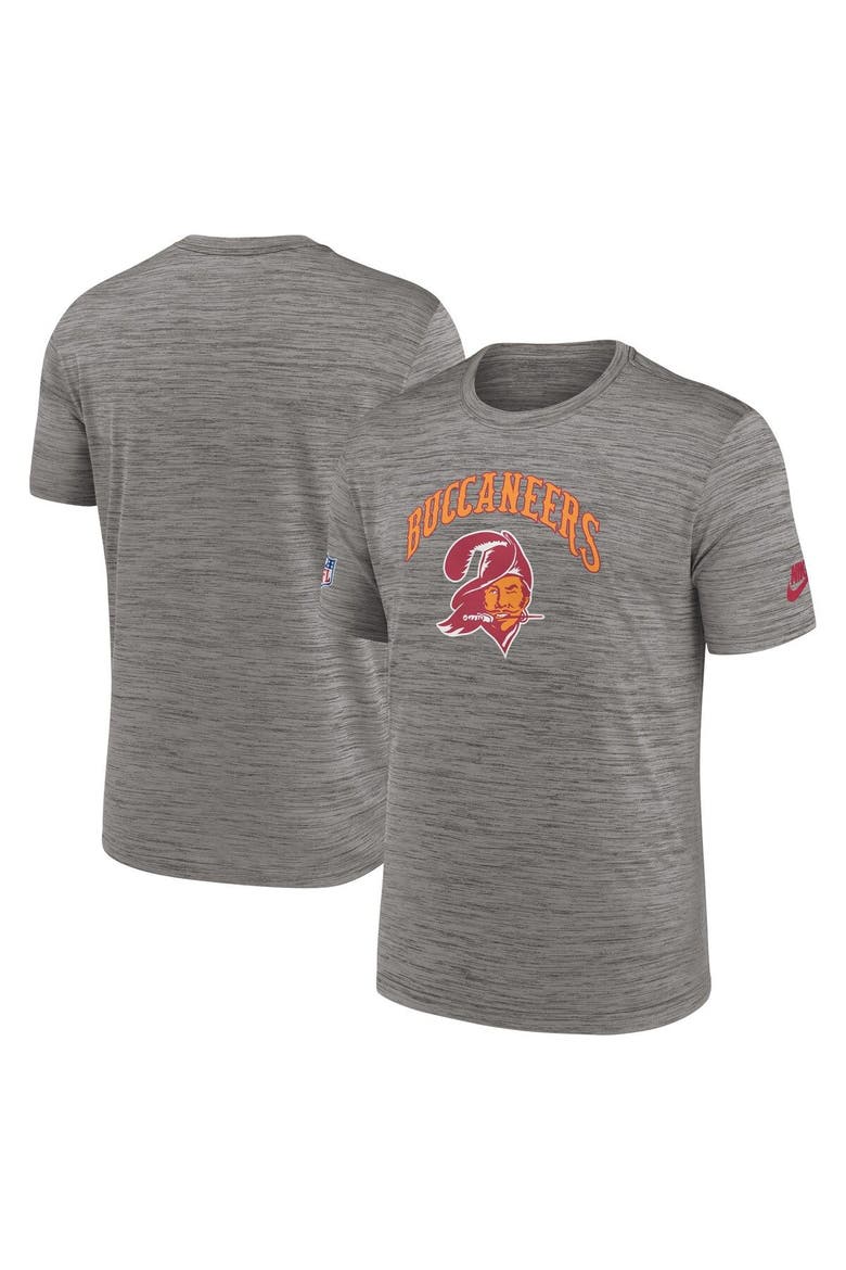 Men's Nike Heather Charcoal Tampa Bay Buccaneers Throwback Sideline Performance T-Shirt, Main, color, Heather Charcoal