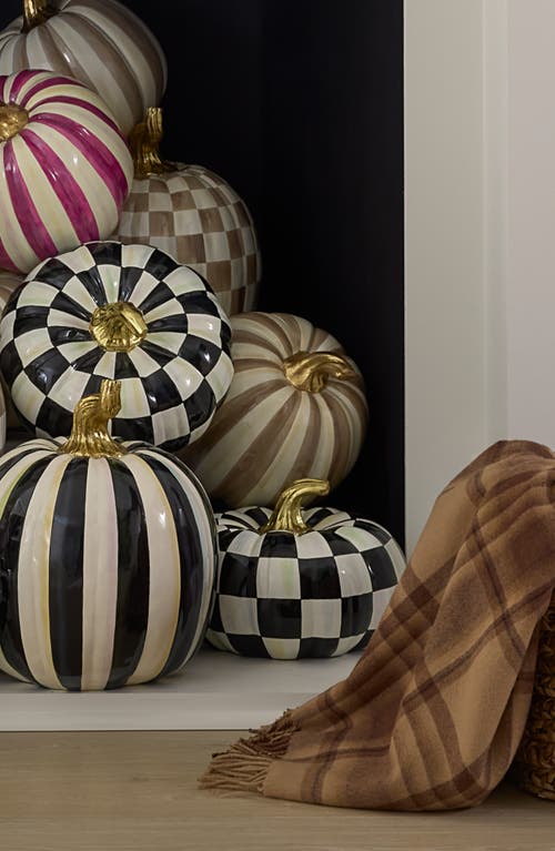 Mackenzie-childs Mackenzie Childs Mocha Stripe Medium Pumpkin In Multi