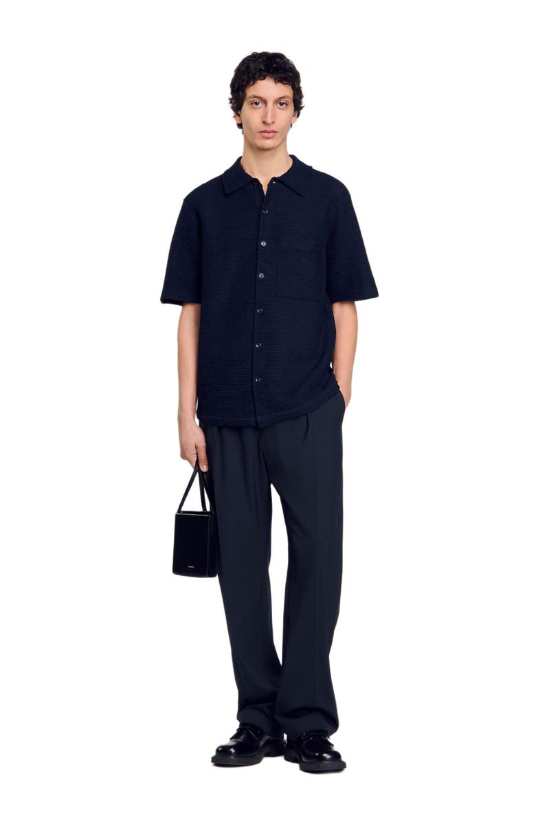 SANDRO Waffled shirt, Alternate, color, Midnight Blue