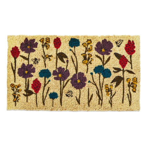 Bee Flowers Coir Mat Rectangle Indoor Outdoor Welcome Mat