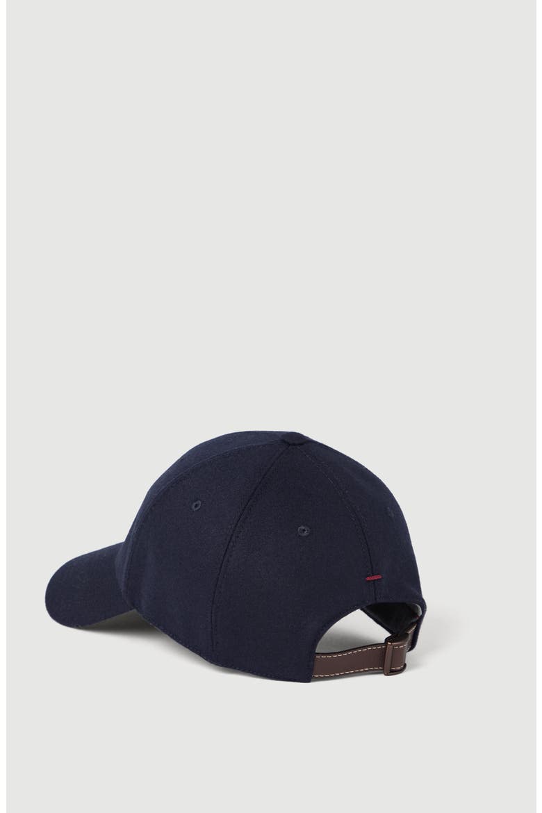 Virgin wool flannel baseball cap with embroidered logo, Alternate, color, Navy Blue