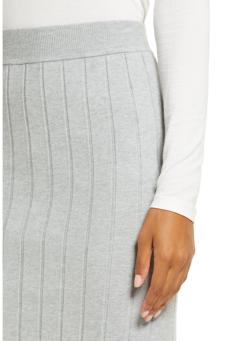 Easy Ribbed Midi Sweater Skirt, Alternate, color, GREY HEATHER