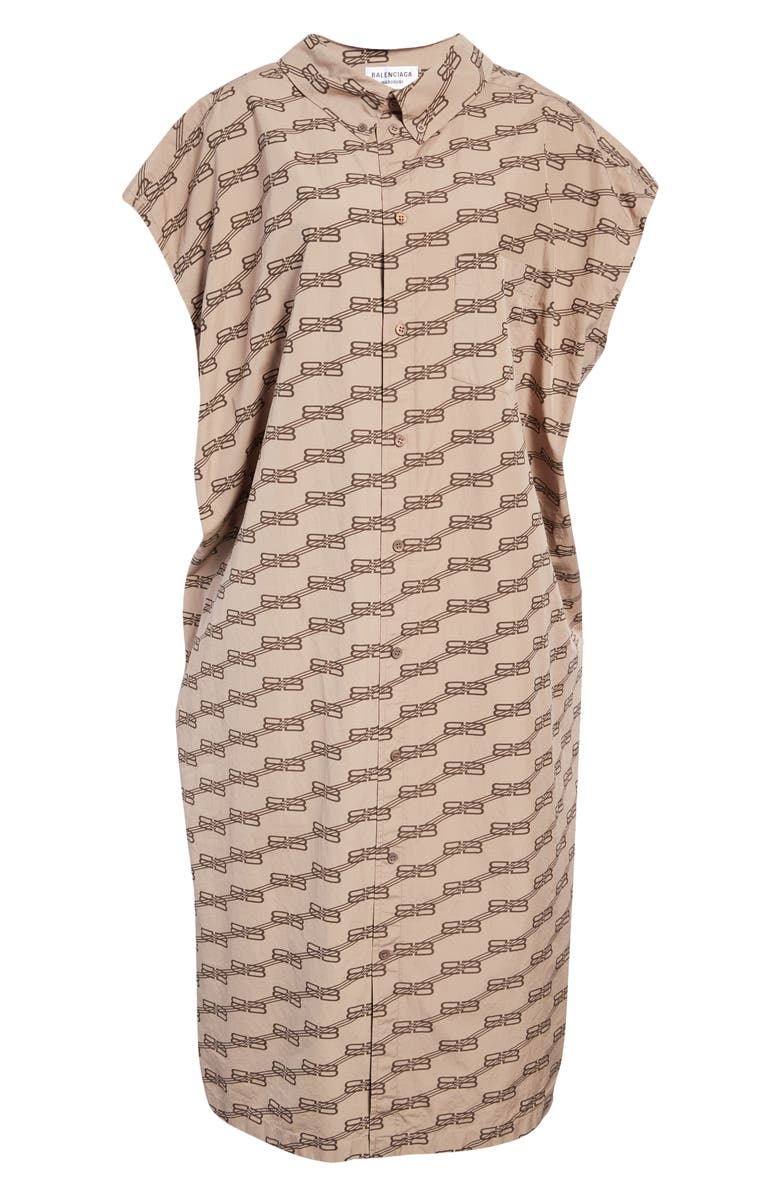 Balenciaga BB Monogram License Logo Cotton Poplin Shirtdress, Alternate, color,