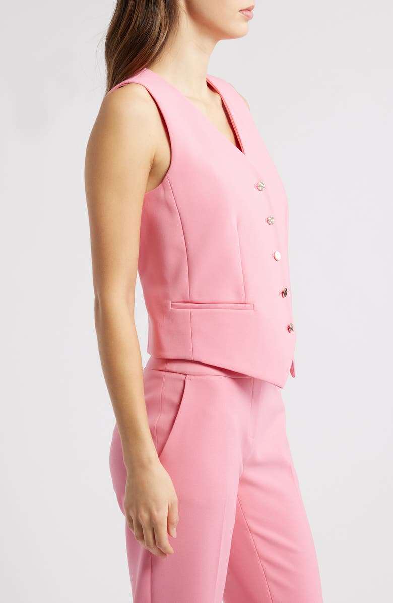 Anne Klein Heavyweight Stretch Crepe Button-Up Vest, Alternate, color,