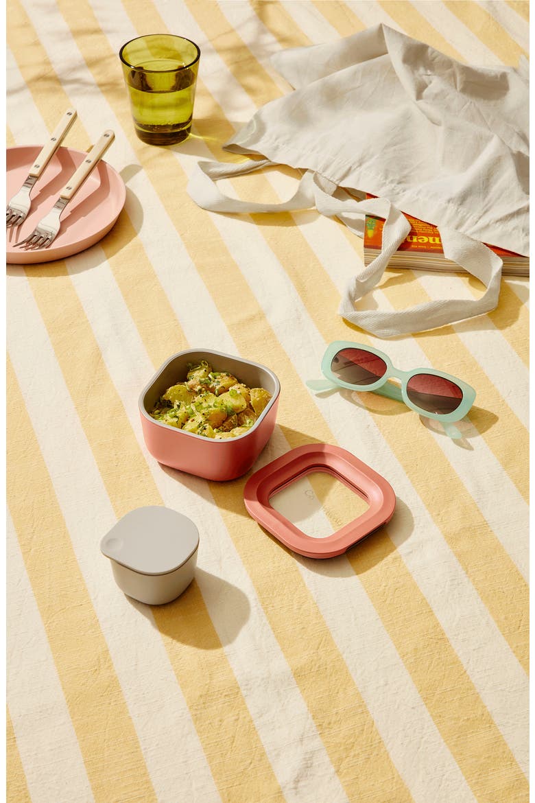 Mini Square Glass Food Storage Container, Alternate, color, NAVY