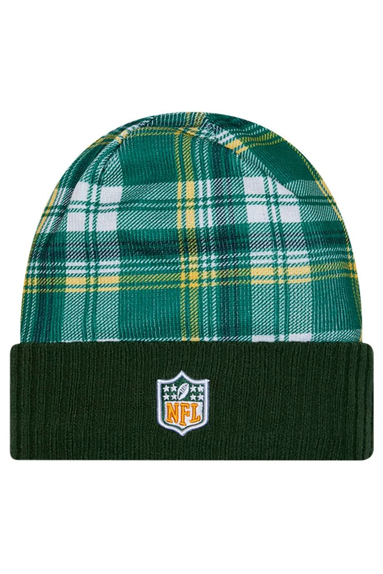 Men's New Era  Green Green Bay Packers Sideline Statement Cuffed Knit Hat, Alternate, color, Green