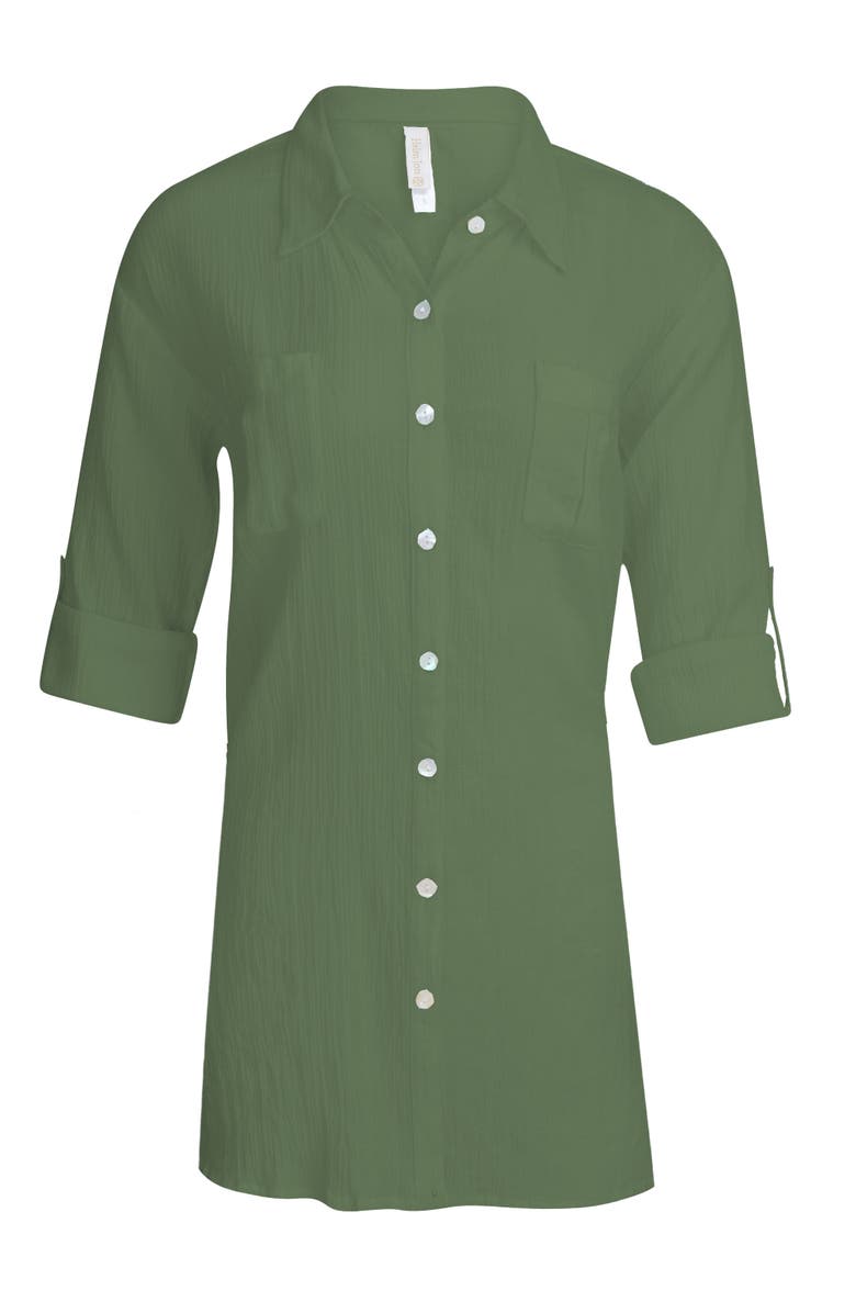 HELEN JON Relaxed Shirt Dress, Alternate, color, Fatigue