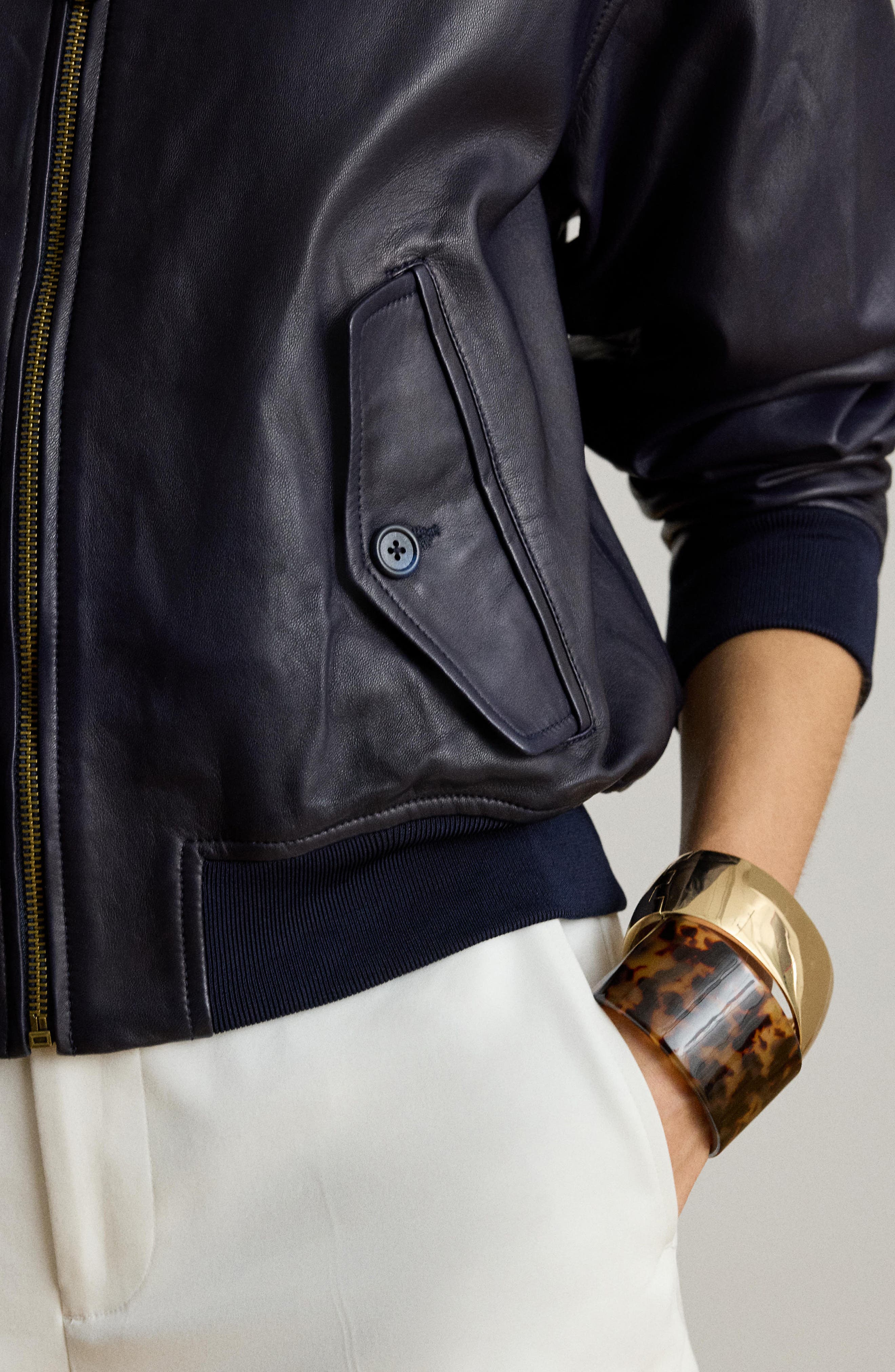 Lauren Ralph Lauren Modern Leather Bomber Jacket (Women) | Nordstrom
