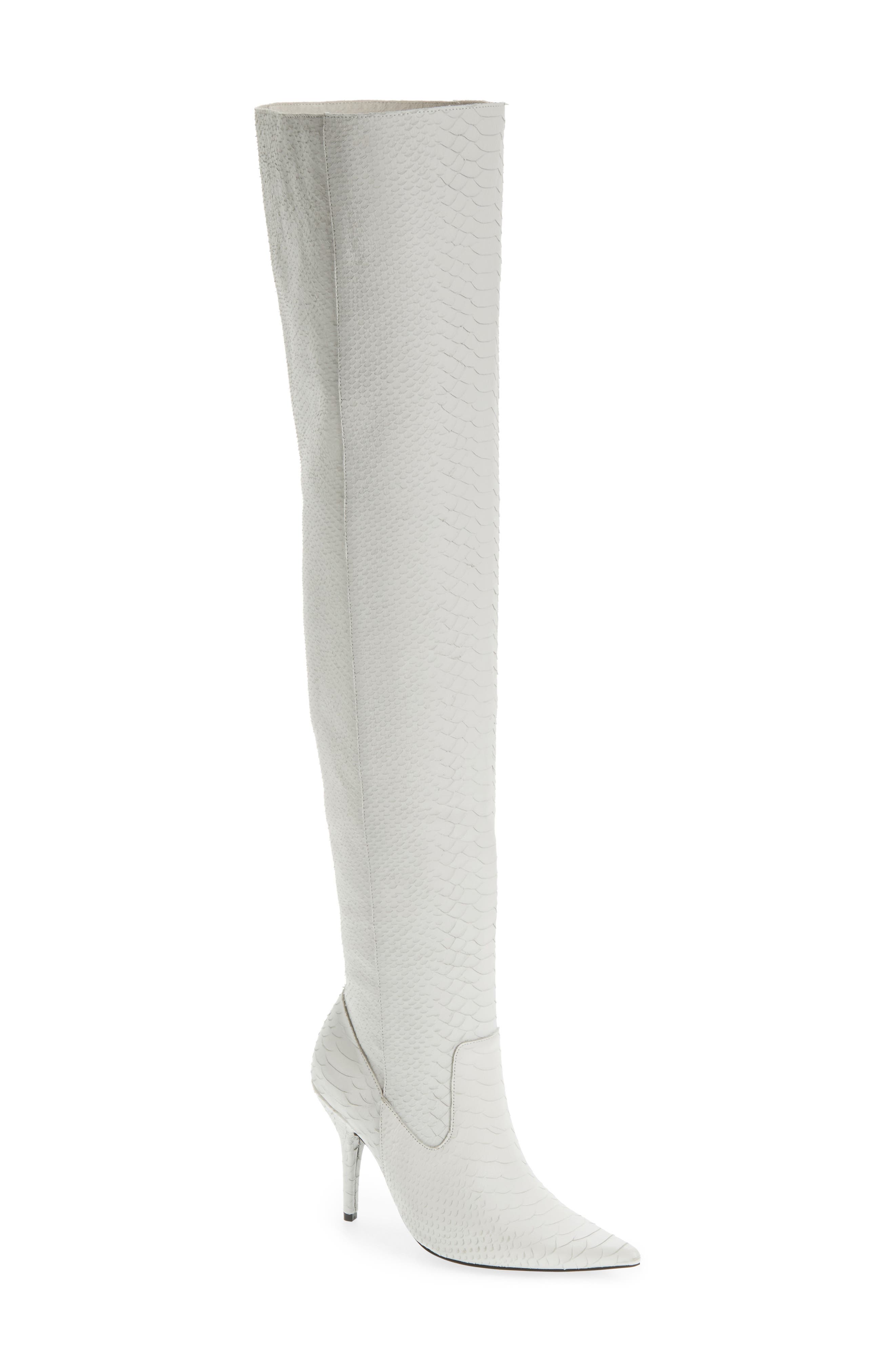 Galactic Thigh High Boot, Alternate, color, WHITE MATTE SNAKE