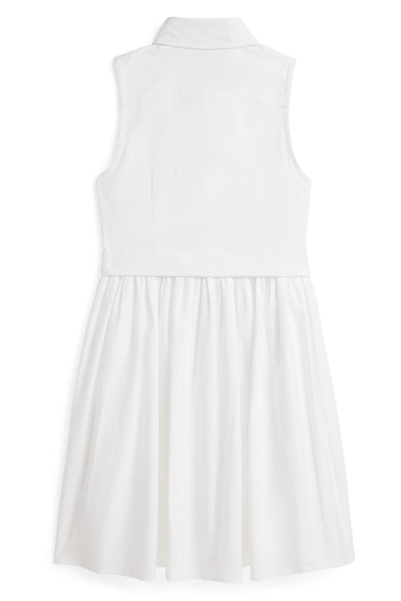Kids' Sleeveless Cotton Oxford Dress, Alternate, color, WHITE