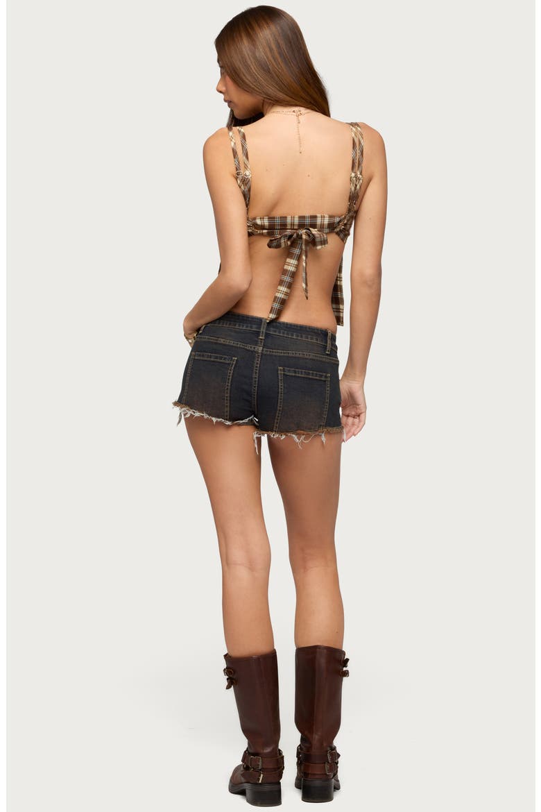 Sanya Plaid Open Back Tank, Alternate, color, BROWN
