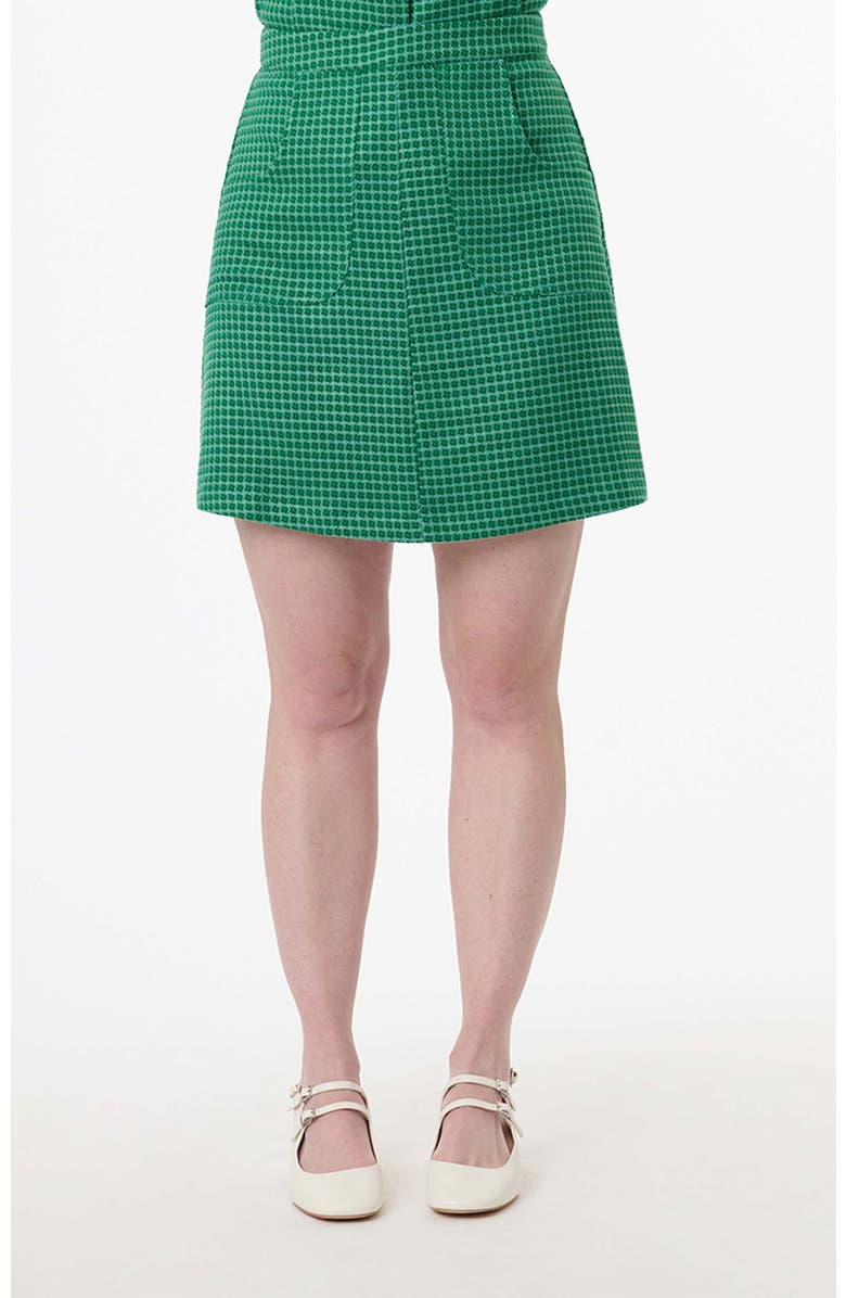 Smak Parlour A-Line Mini Skirt, Main, color, Green Houndstooth