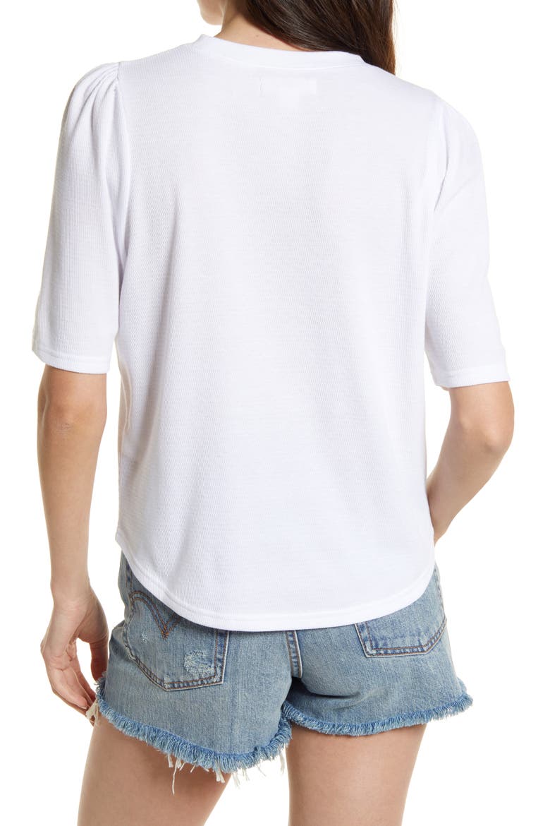 Thermal Knit Puff Sleeve Top, Alternate, color, WHITE