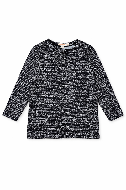 Geo Swim Round Neck Three Quarter Sleeve Top