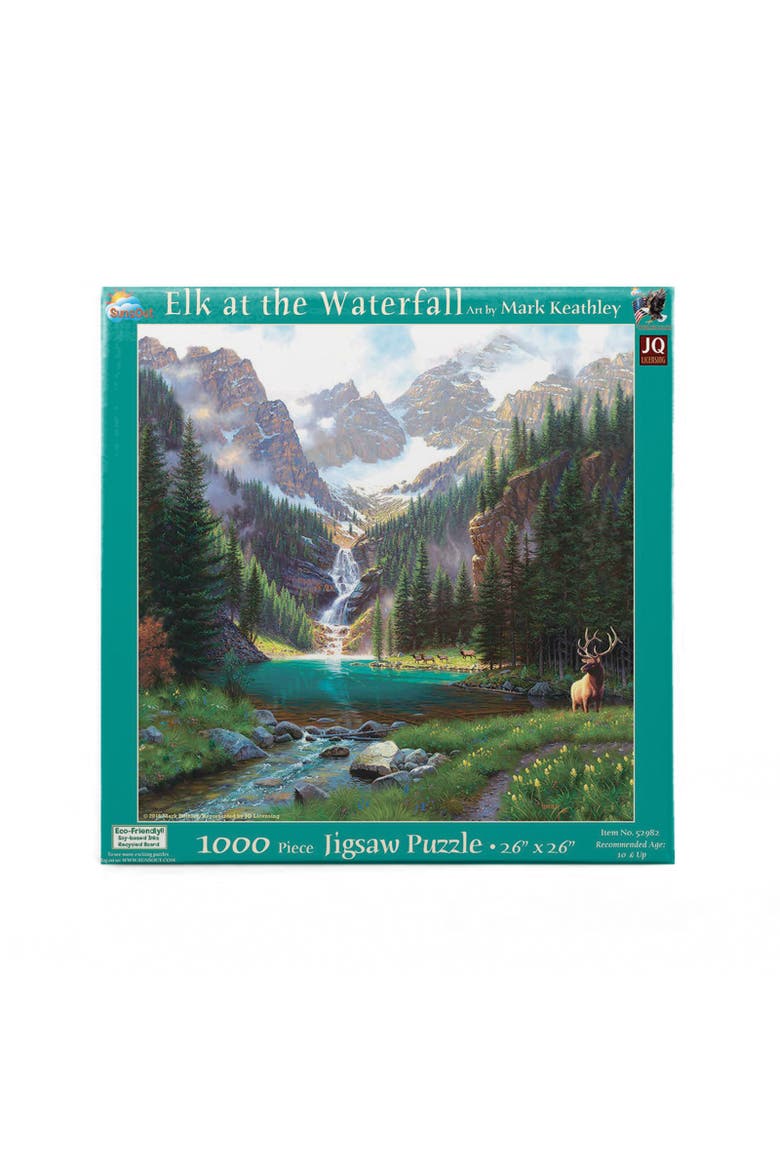 Elk at the Waterfall 1000 piece Jigsaw Puzzle for Adults, Alternate, color, Multicolor