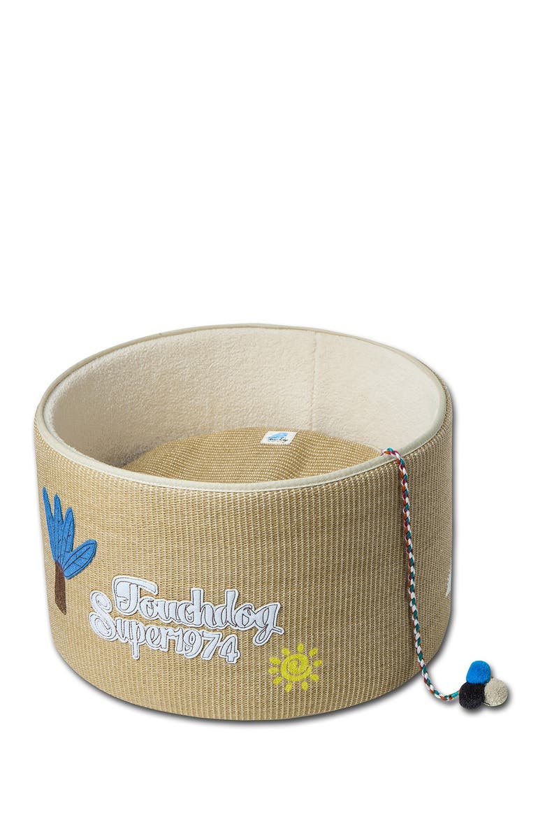 PET LIFE Touchcat 'Claw-ver Nest' Rounded Scratching Cat Bed with Teaser Toy, Main, color, 