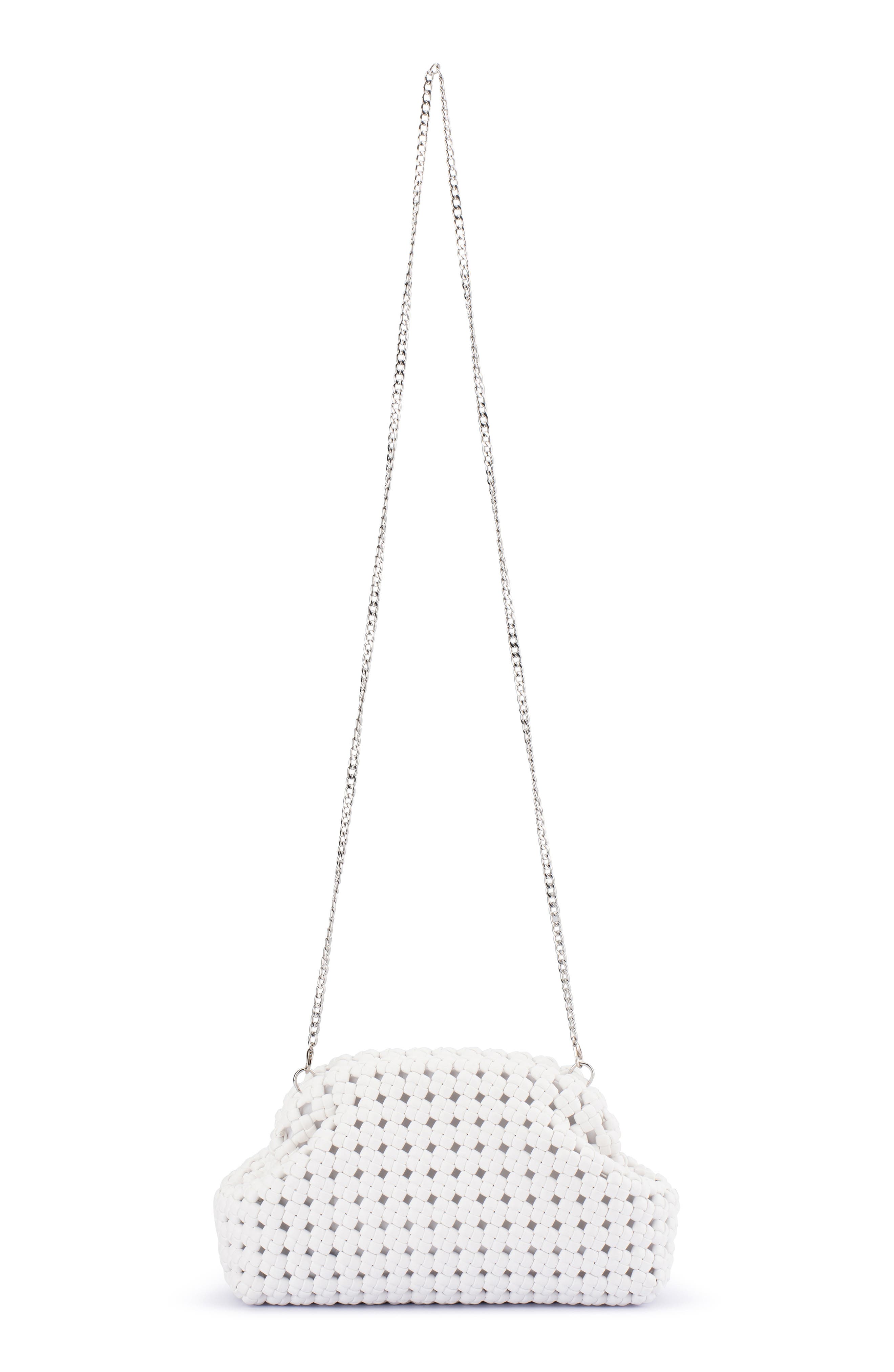 Olga Berg Everly Handwoven Faux Leather Frame Clutch, Alternate, color, White