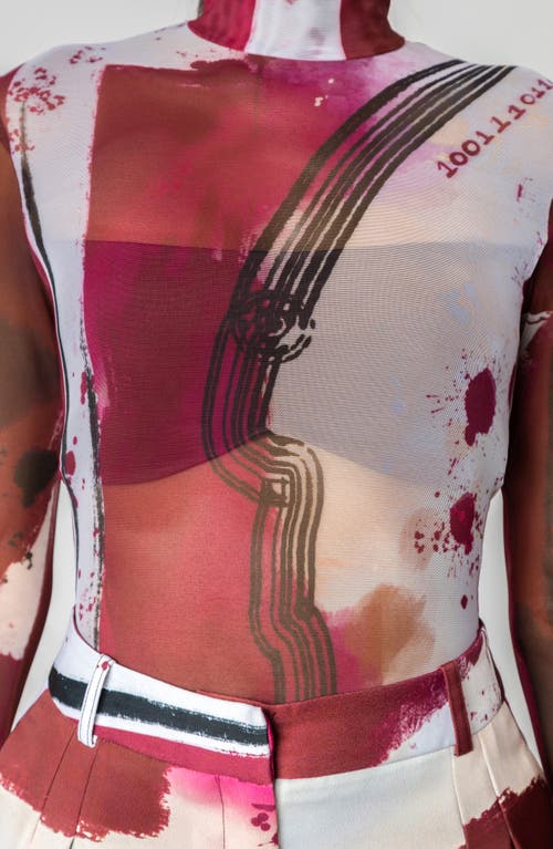 Israella Kobla Freshco Sheer Mock Neck Top In Sth Print