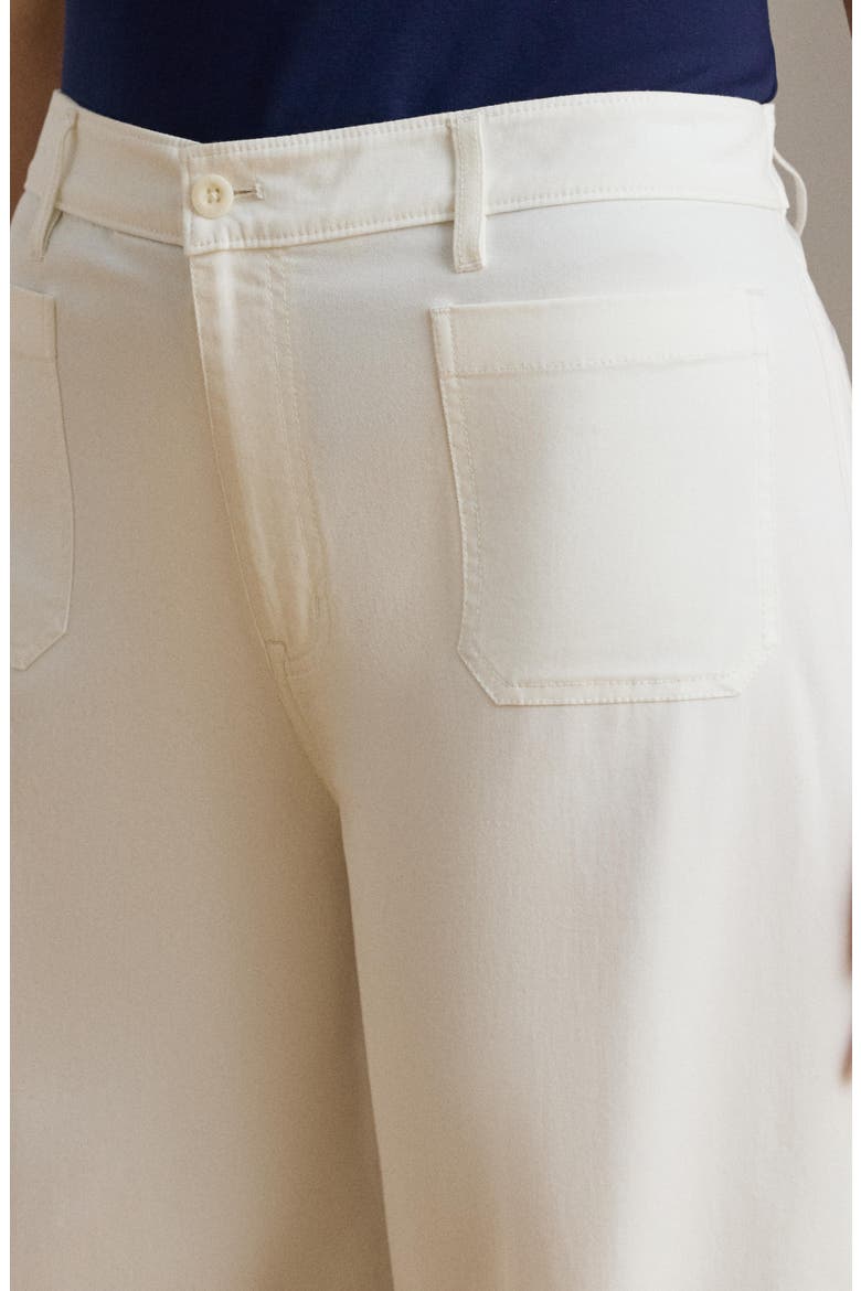 High Waist Stretch Cotton Crop Chino Pants, Alternate, color, WHITE