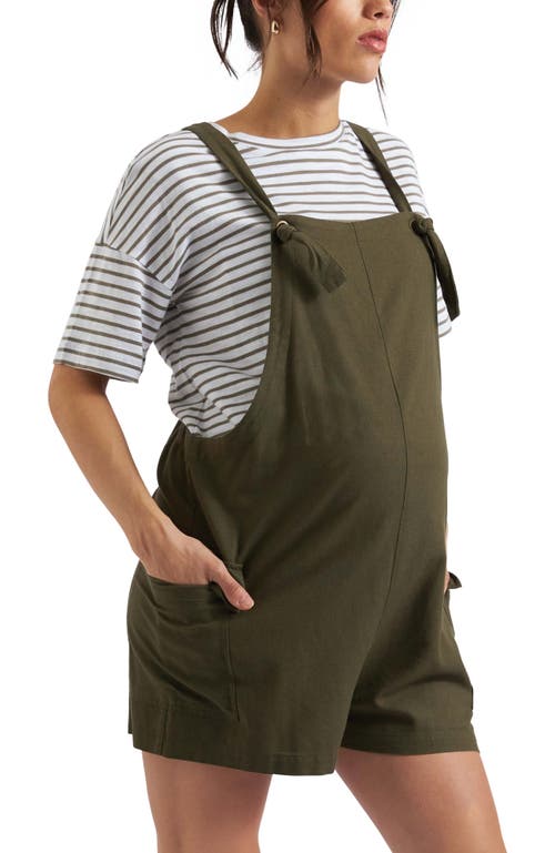 Ripe Maternity Terry Maternity Shortalls In Green
