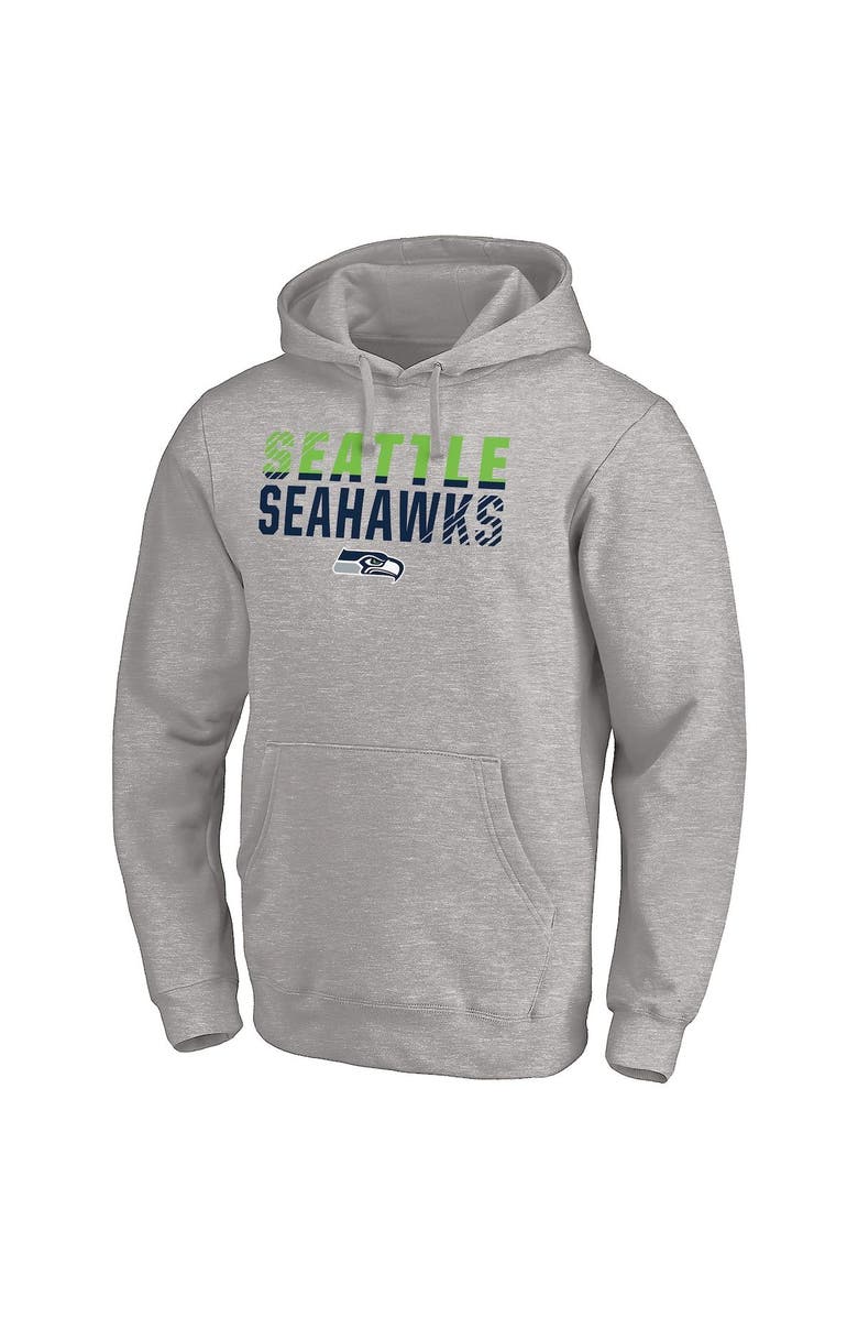 FANATICS Men's Fanatics Branded Heather Gray Seattle Seahawks Fade Out Fitted Pullover Hoodie, Alternate, color,