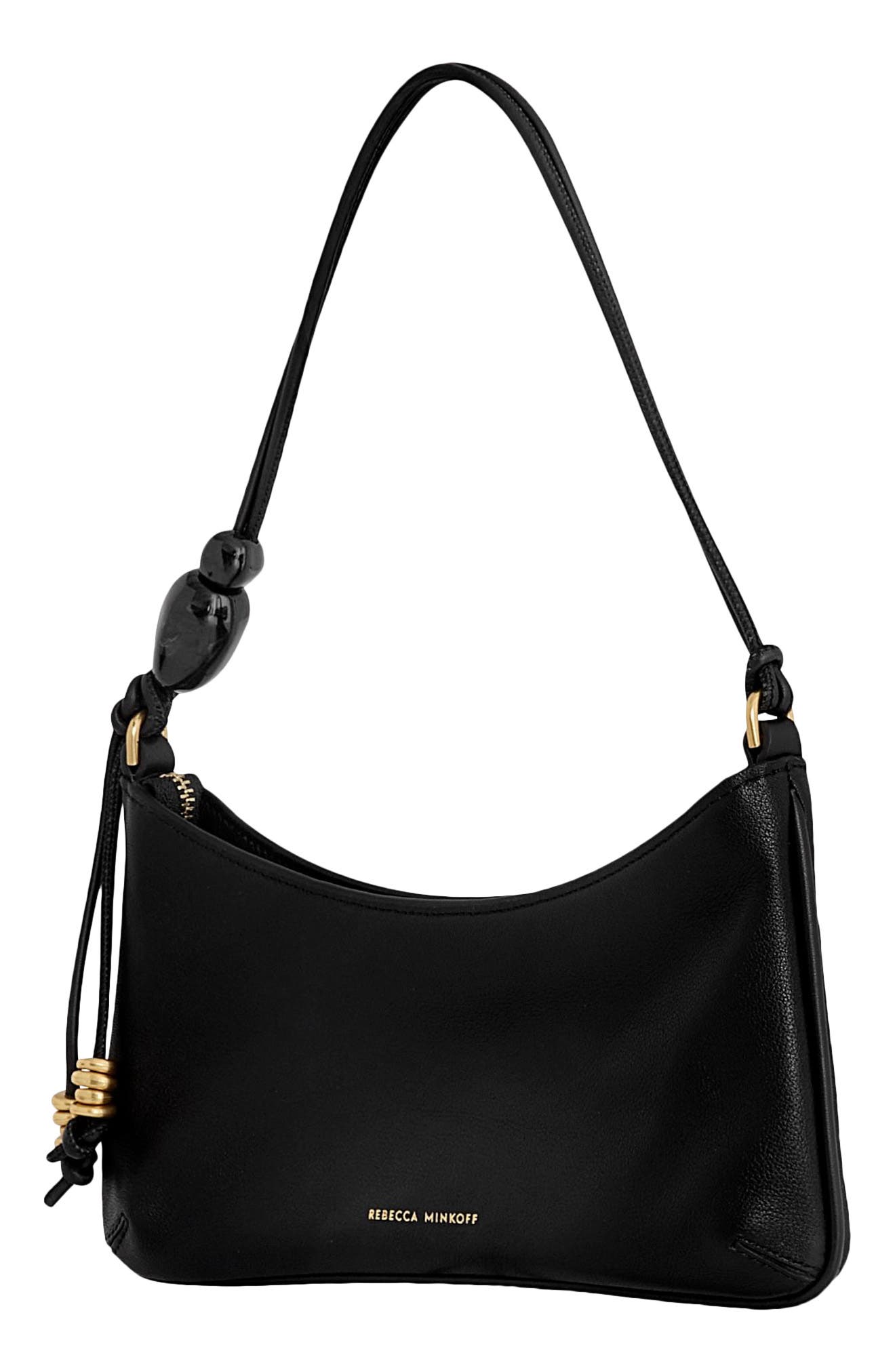 Rebecca Minkoff Reina Leather Shoulder Bag, Alternate, color, Black