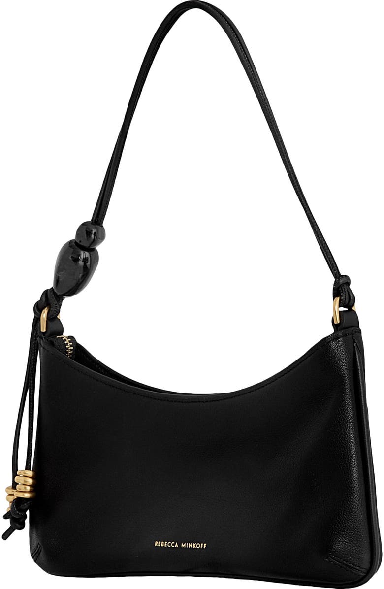 Rebecca Minkoff Reina Leather Shoulder Bag, Alternate, color, Black