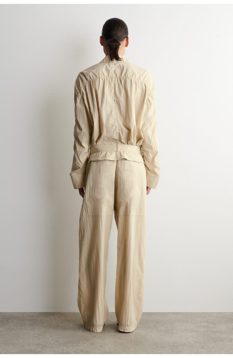 COS Crinkled-Silk Straight-Leg Pants, Alternate, color, Light Beige