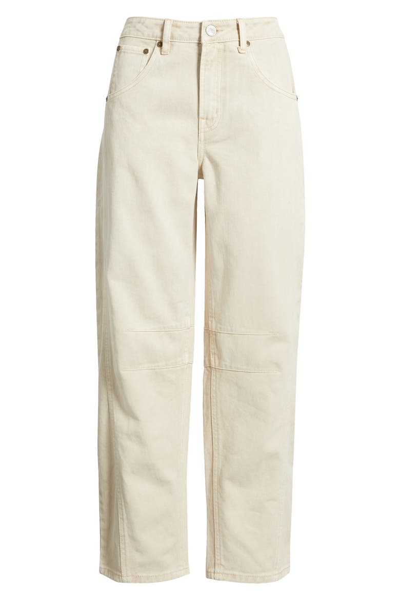 High Waist Ankle Barrel Jeans, Alternate, color, BONE WHITE