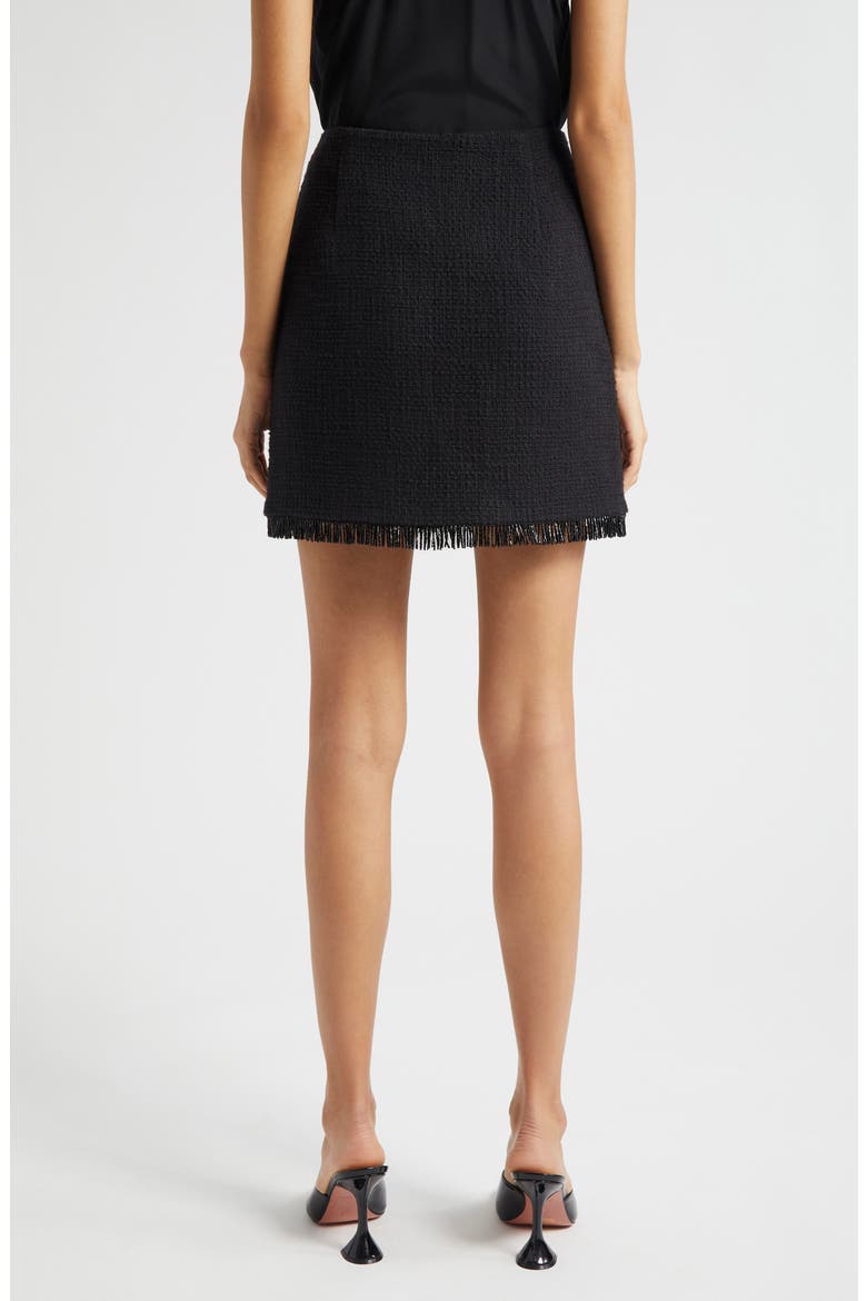 Kimmie Crystal Fringe Cotton Tweed Miniskirt, Alternate, color, BLACK