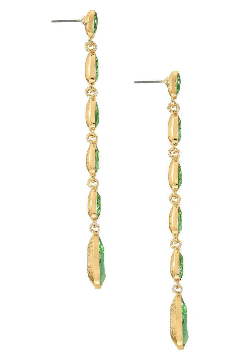 Teardrop Crystal Linear Earrings, Alternate, color, PERIDOT
