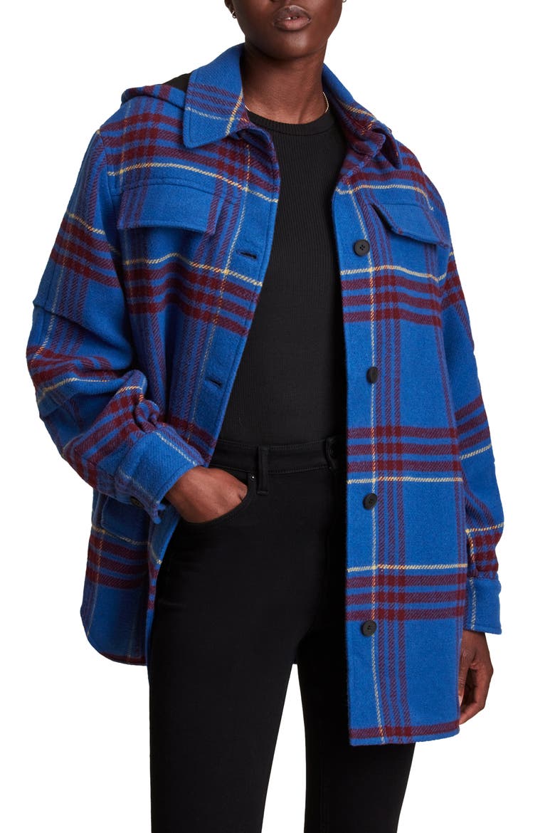 Tessa Oversize Plaid Jacket, Main, color, BLUE/RED