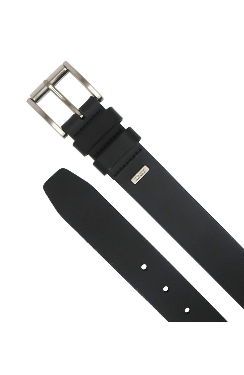 IZOD Cens Double Keeper Leather Belt, Alternate, color, Black