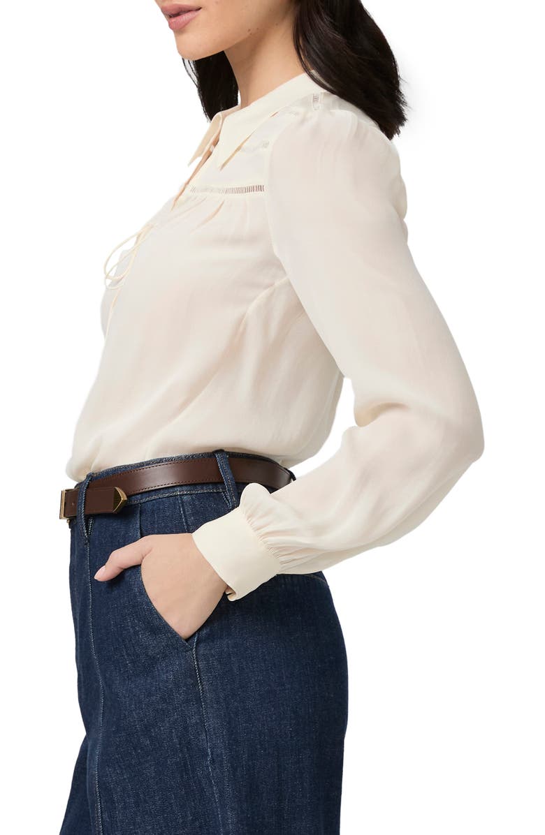 PAIGE Marabella Tie Neck Silk Top, Alternate, color, Buttercream