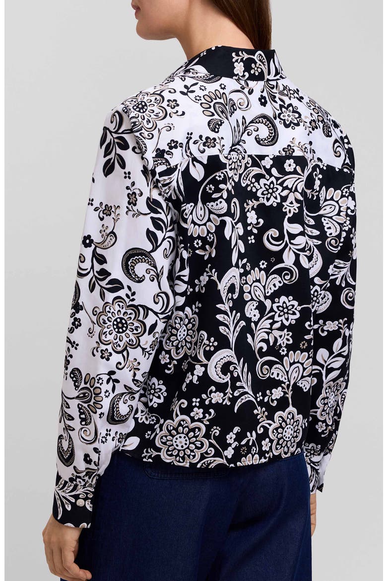 Jodie Daisy Colorblock Cotton Button-Up Shirt, Alternate, color, BLACK/ MULTI