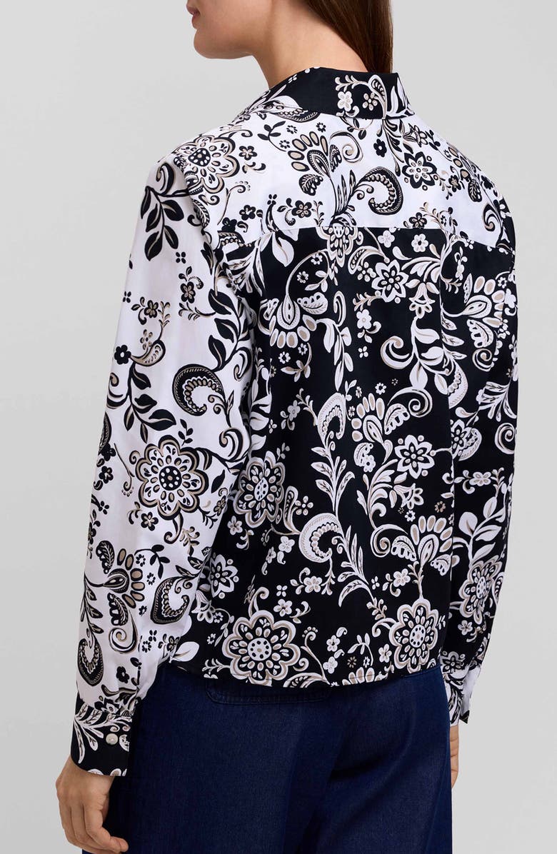 Foxcroft Jodie Daisy Colorblock Cotton Button-Up Shirt, Alternate, color, Black/ Multi