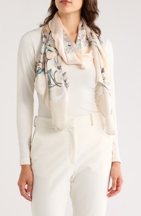 Floral Print Silk Scarf