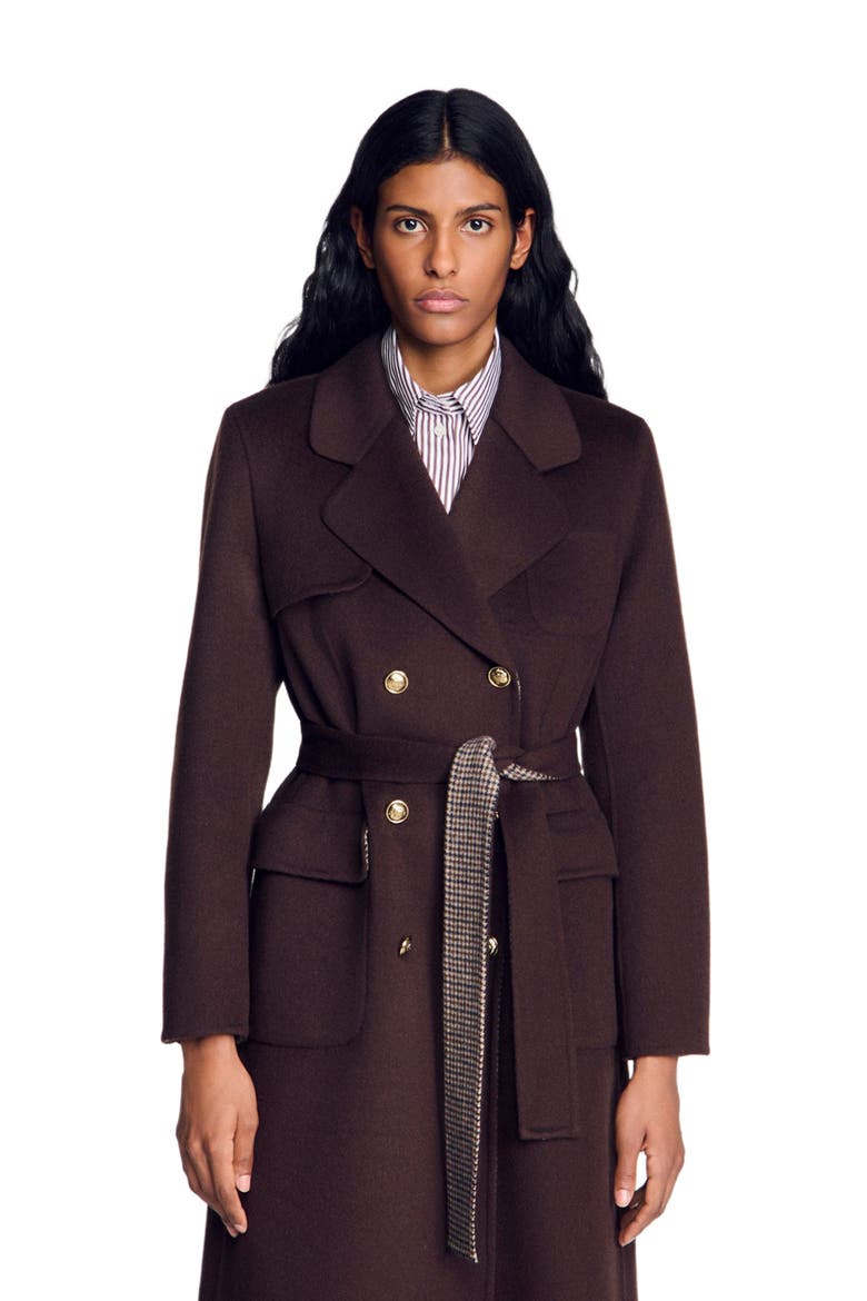 Double-faced check coat, Alternate, color, Brown