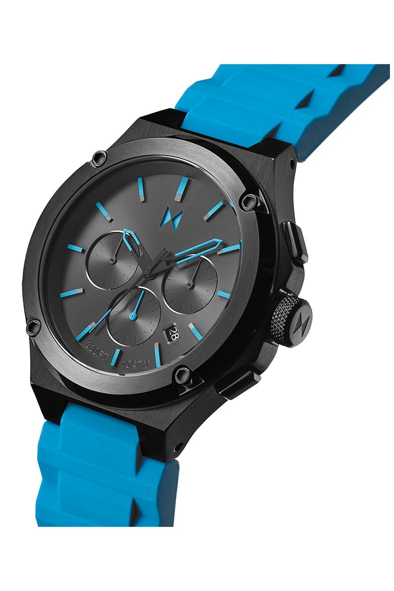 Raptor Chronograph Silicone Strap Watch, 46.5mm, Alternate, color, BLUE BLACK